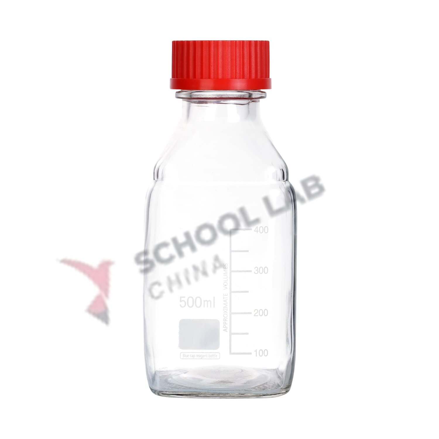 Screw Top Reagent Bottle - Clear/Red Cap - 500ml